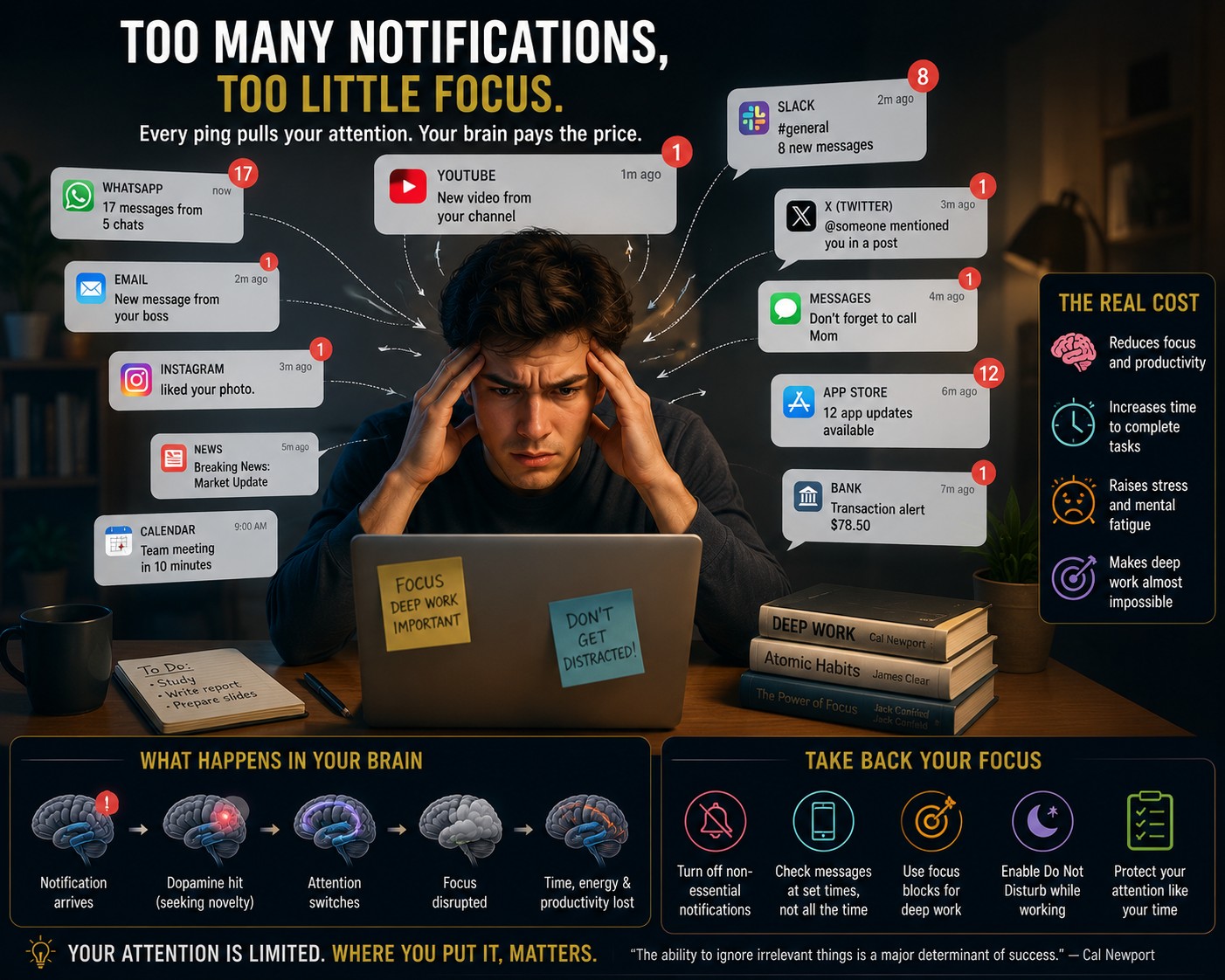 Too many notifications, too little focus.