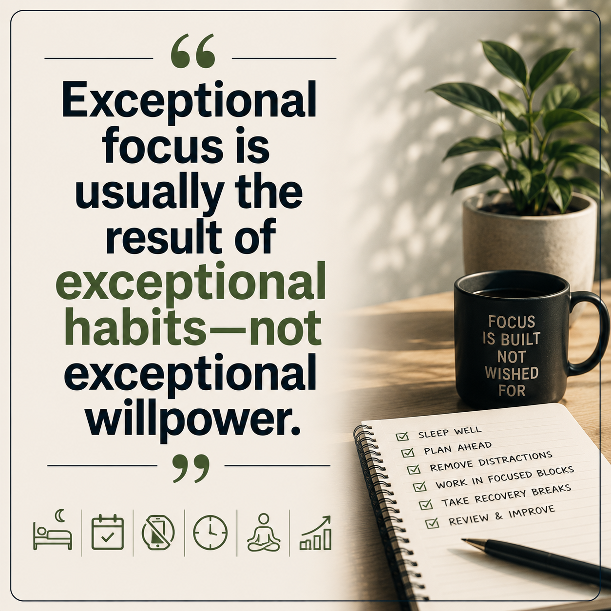 “Exceptional focus is usually the result of exceptional habits — not exceptional willpower.”