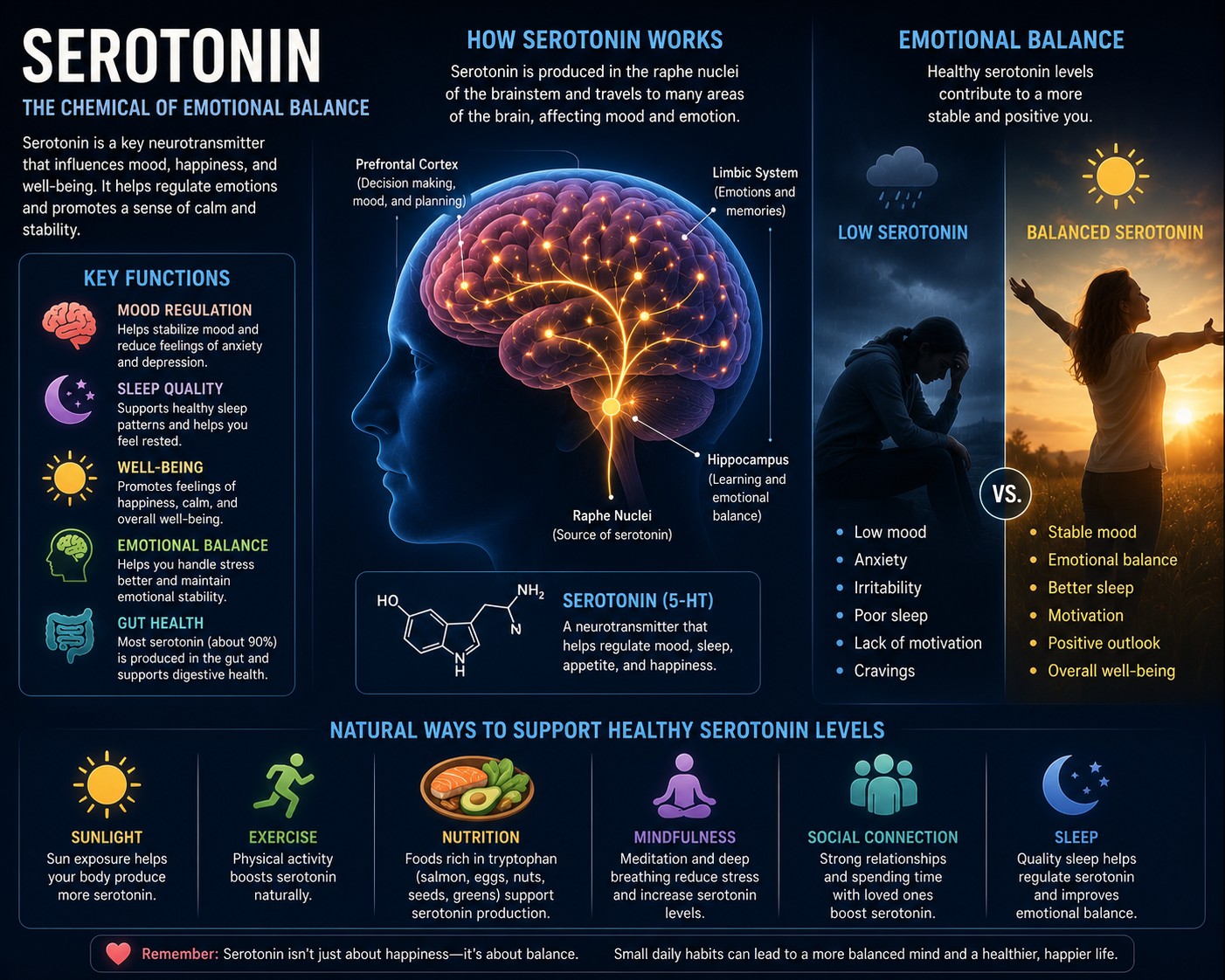 Serotonin — the chemical of emotional balance.