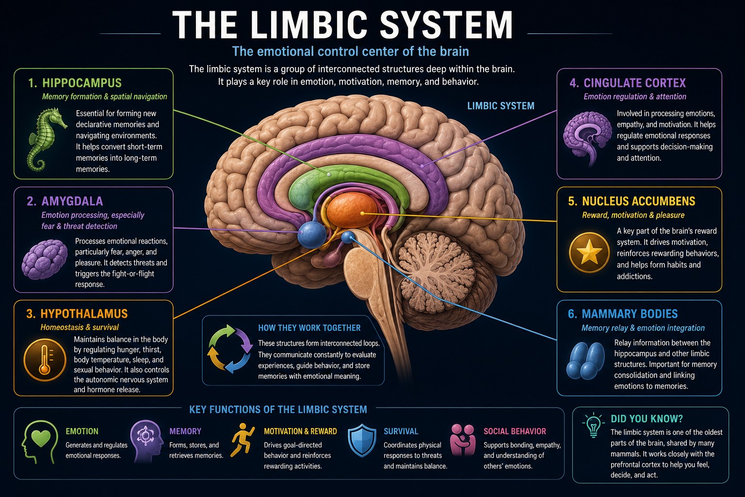 The limbic system — the emotional control center of the brain.