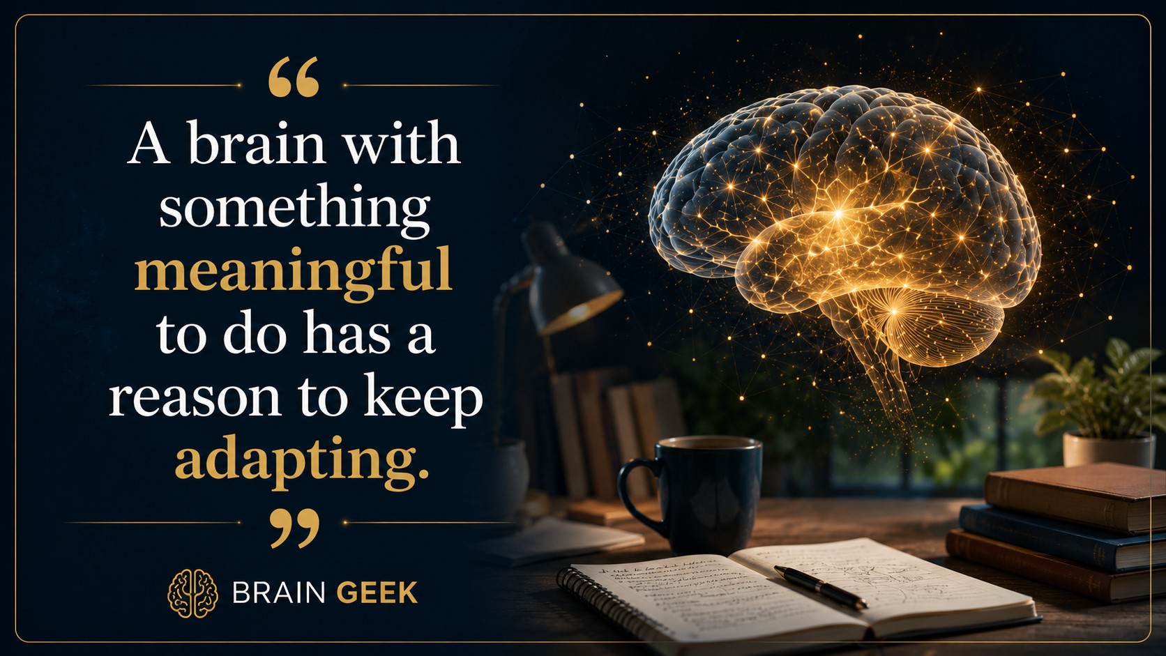 A person deeply engaged in a meaningful long-term project — the quiet power of purpose as a cognitive resource.