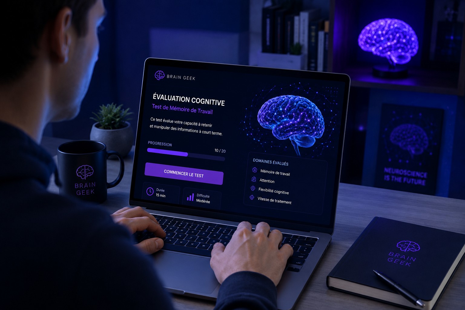 A modern cognitive assessment interface — Brain Geek tools.