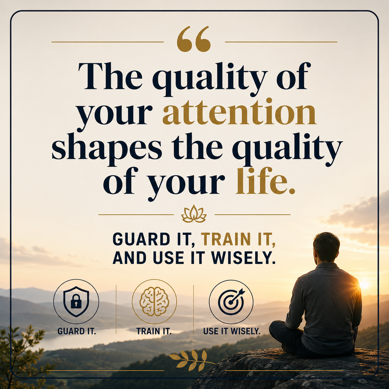 “The quality of your attention shapes the quality of your life. Guard it, train it, and use it wisely.”