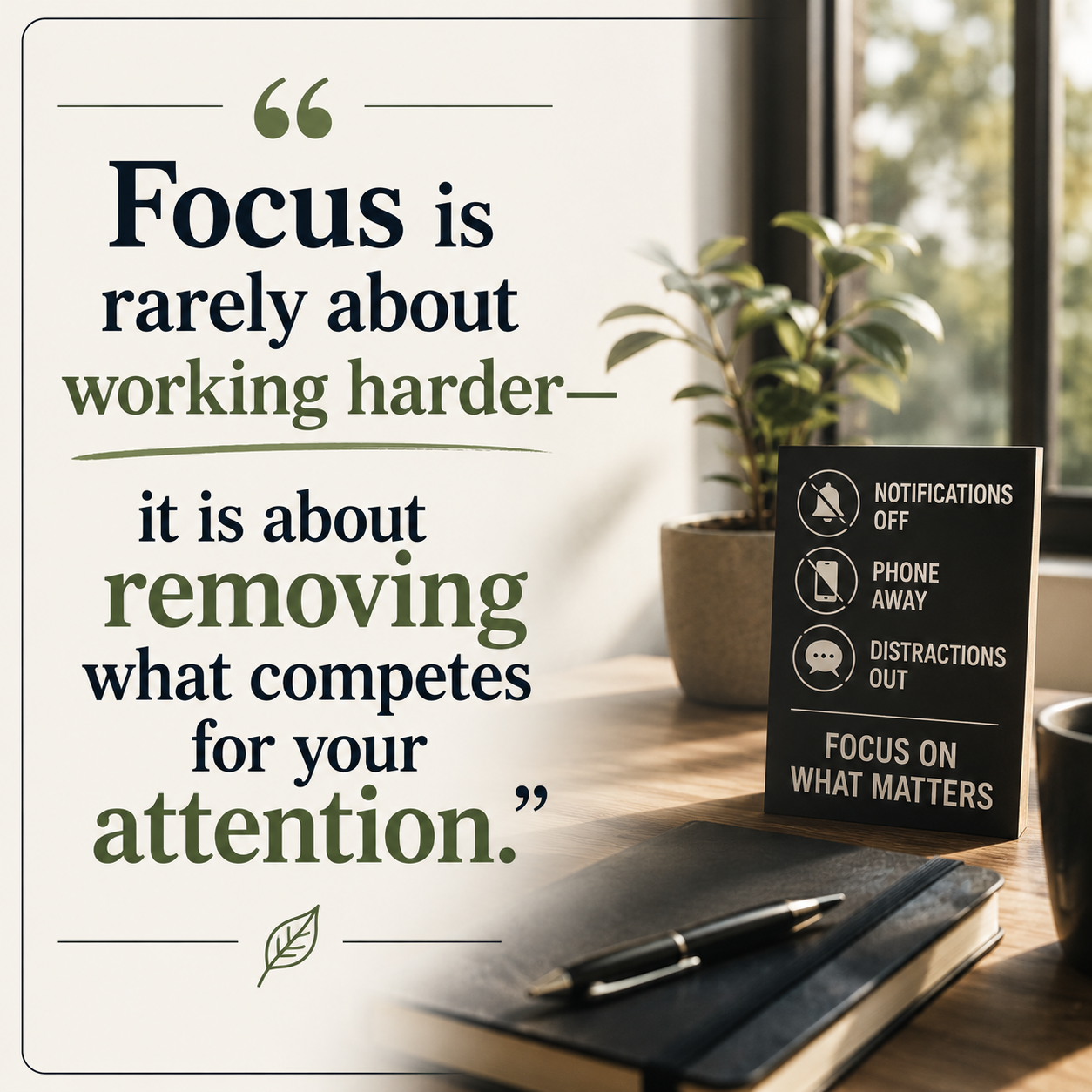“Focus is rarely about working harder — it is about removing what competes for your attention.”